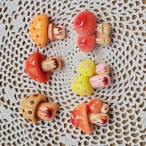 6-Pack Whimsical Resin Mushroom Magnets New